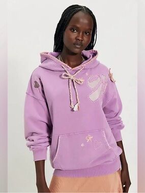 Free People Lavender Purple Embellished Hoodie